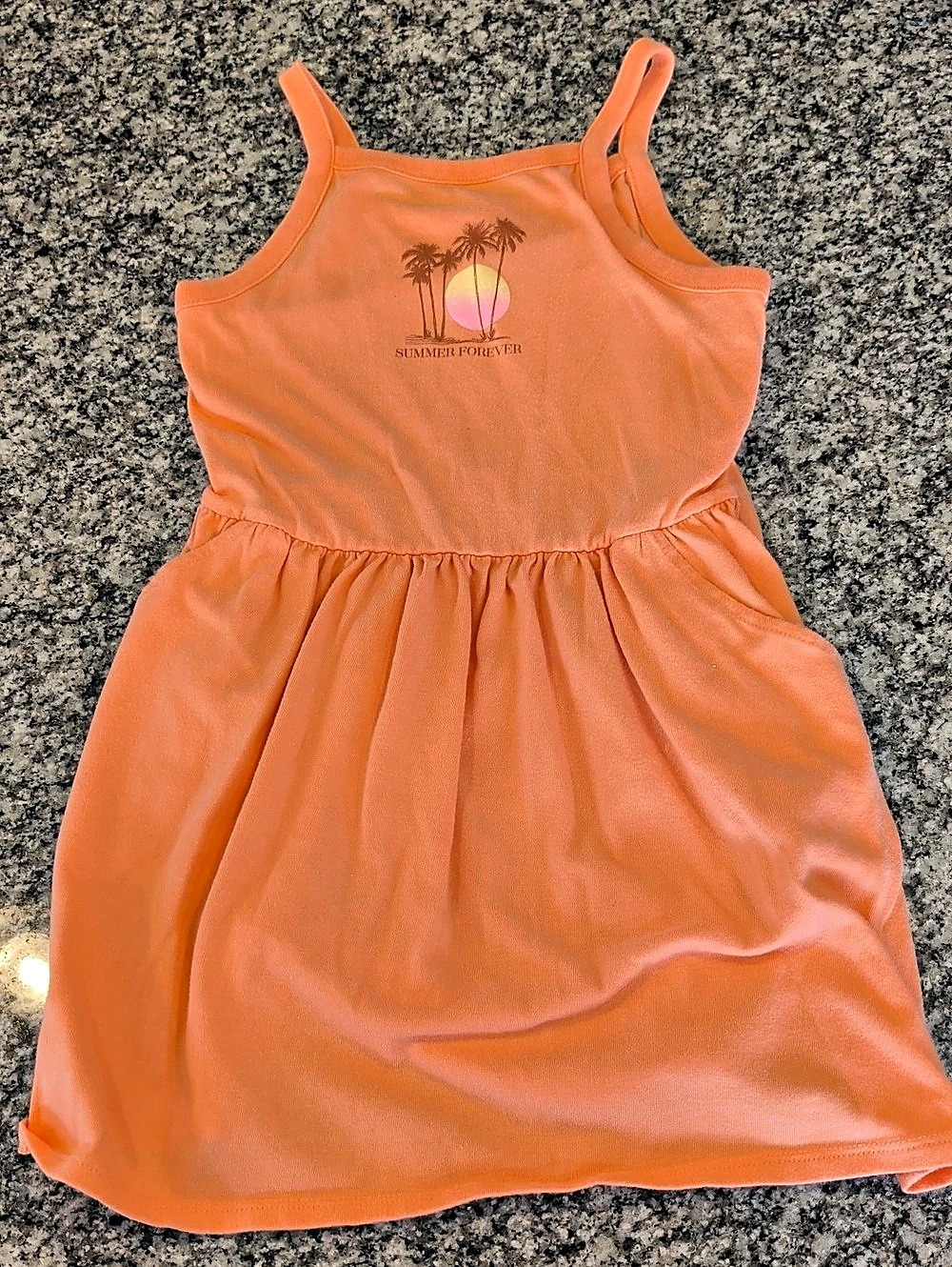 Cat & Jack Summer Forever Graphic Tank Dress Girls Orange Dress Size Size Small